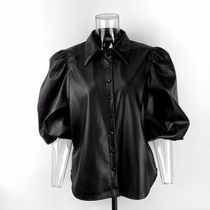 Oversize faux leather shirt